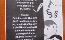 Zápisy dětí do MŠ Žižkova 14.5. 2019